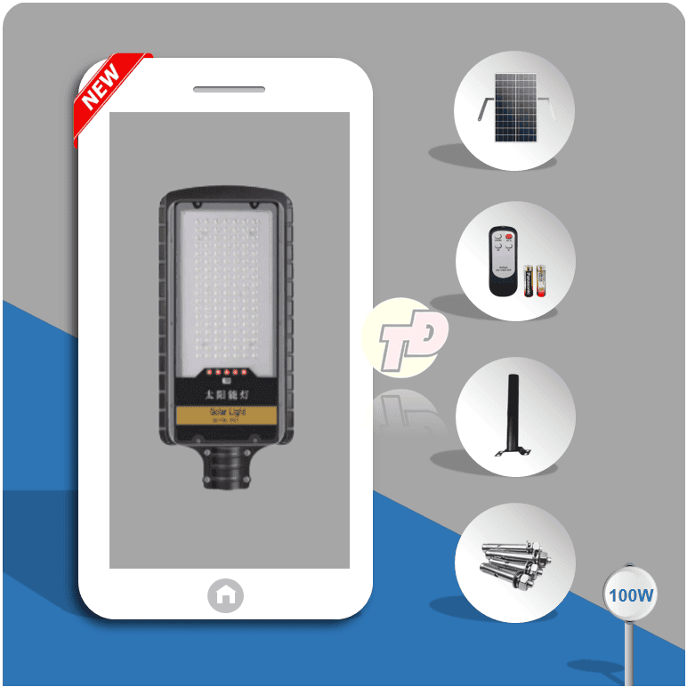 Đèn Đường Năng Lượng Mặt Trời 100W - Jindian JD298
