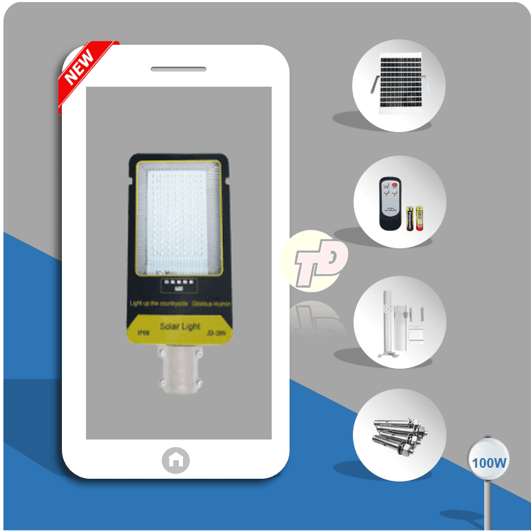 Đèn Đường Năng Lượng Mặt Trời 100W - Jindian JD399