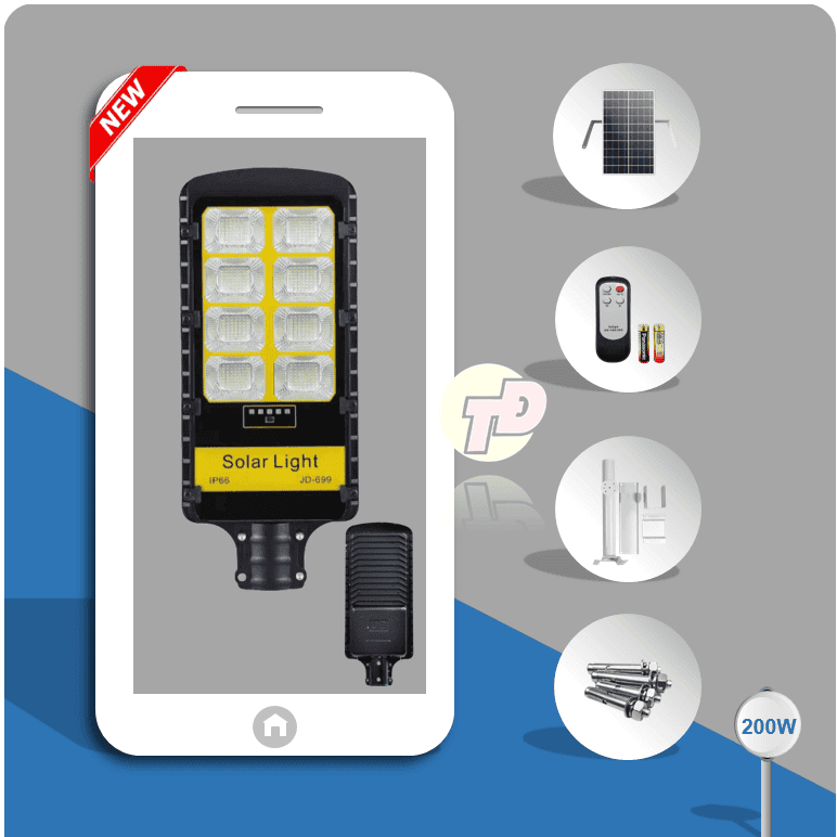 Đèn Đường Năng Lượng Mặt Trời 200w – Jindian JD699