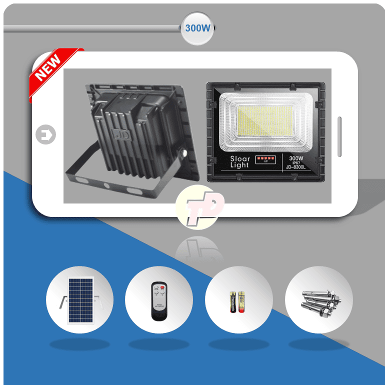 Đèn Pha Năng Lượng Mặt Trời 300W - Jindian JD8300L