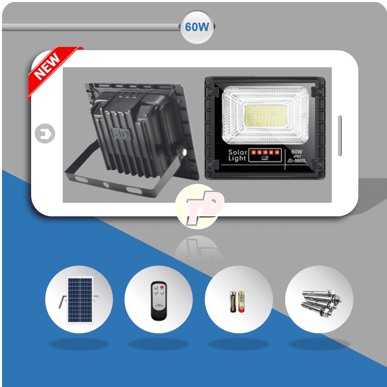 Đèn Pha Năng Lượng Mặt Trời 60W - Jindian JD8860L