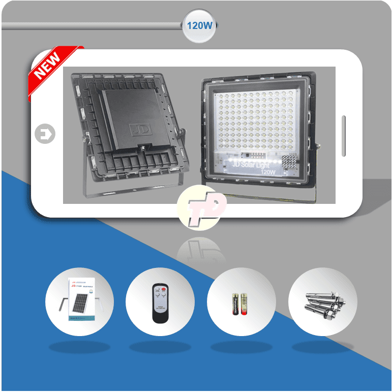Đèn Pha Chống Chói Năng Lượng Mặt Trời 120W - Jindian JD7120