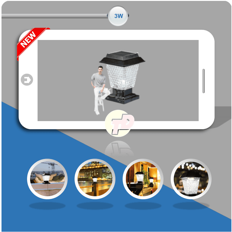 Đèn Trụ Cổng Năng Lượng Mặt Trời 3W - Jindian JDX79