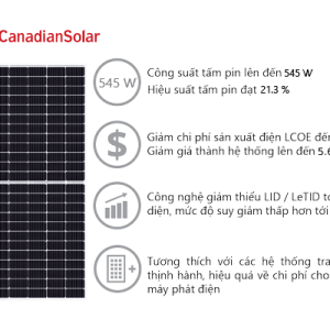 BẢNG GIÁ TẤM PIN NĂNG LƯỢNG MẶT TRỜI CANADIAN CÔNG SUẤT 545W – TÍN DẠT SOLAR