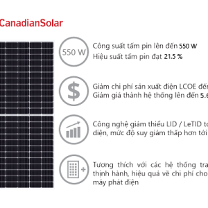 BẢNG GIÁ TẤM PIN NĂNG LƯỢNG MẶT TRỜI CANADIAN CÔNG SUẤT 550W – TÍN DẠT SOLAR