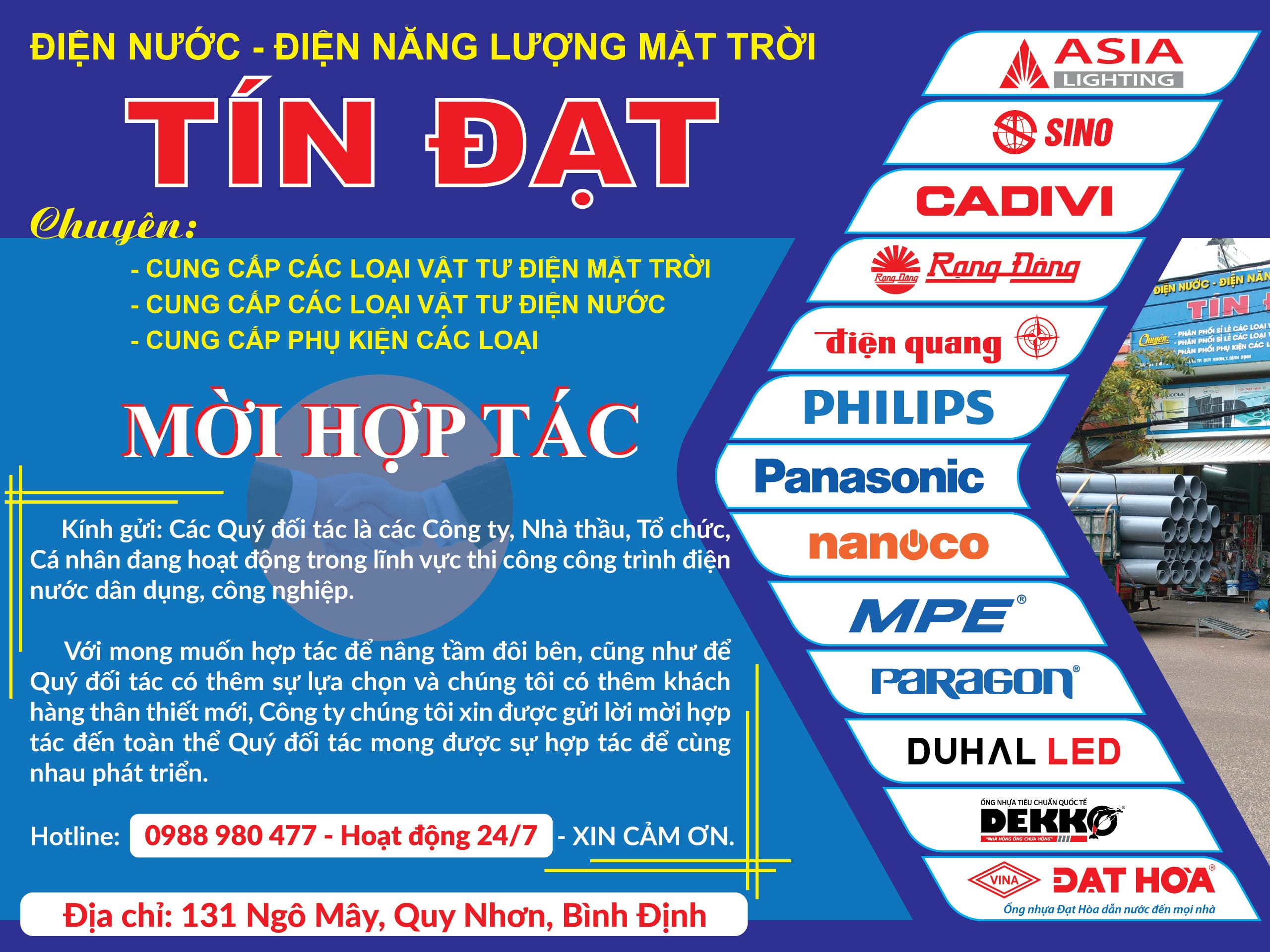 THƯ MỜI HỢP TÁC – ĐIỆN NƯỚC & ĐIỆN MẶT TRỜI TÍN ĐẠT